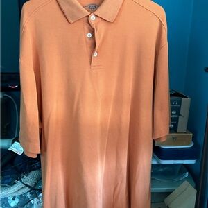 Casual Orange Polo Shirt with Soft Texture